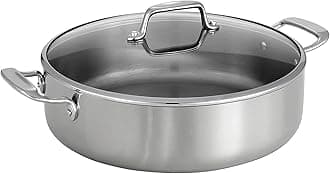 Tri-Ply Clad Stainless Steel 6-Quart Braiser Pan with Glass Lid, Induction-Ready, Dishwasher-Safe, NSF-Certified