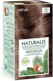 NEVA Naturalis Permanent Hair Dye Set, Vegan,100% Gray Coverage, Organic, No Harmful Chemicals, GMO-Free, Long-Lasting Shine - INTENSE BLONDE - 7.0