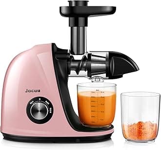 Slow Masticating Juicer with 2-Speed Modes - Cold Press Juicer Machine - Quiet Motor & Reverse Function - Easy to Clean Juicer Extractor - Juice Recipes for Fruits & Vegetables (Light Pink)