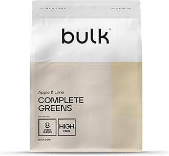 Bulk Complete Greens Powder, Blend of 8 Super Greens, High Fibre, High Dosage, Daily Vitamins, Spirulina, Chlorella, Apple & Lime, 100 g, 11 Servings, Packaging May Vary