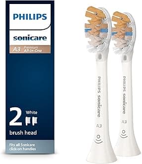 Philips Sonicare Genuine A3 Premium All-in-One Replacement Toothbrush Heads, 2 Brush Heads, White, HX9092/65