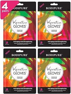 Bodipure Premium Hand Mask Keratin Gloves | Moisturizing Gloves for Dry Hands & Nail-Strengthening & Cuticle Softening | Spa Experience at Home | Chemical Free & for All Skin Types | 4 Pairs