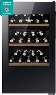 Hisense RW122N4ASU, 34 Bottle Wine Cooler, 122 Litres Single Zone Chiller, Wooden Shelves Reversible Door, Electronic Temperature Control, 1 Year Warranty