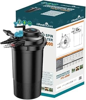 AllPondSolutions Pressurised Koi Fish Pond Filter with UV Steriliser – All in one UV Pond Filter System - Easy to Clean & Maintain - for Outdoor Ponds Up to 20000 litres - PFC-20000