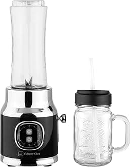 Retro Smoothie Maker Personal Blender with Mason Jar, Perfect for Shakes and Smoothies, Countertop, Dishwasher Safe, BPA-Free, High Power 300W, Black