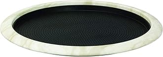 Service Ideas TR1412RIWM Tray with Removable Insert, 12" Round, Stainless Steel, White Marble
