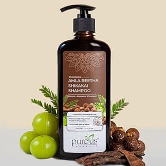 PUREUS Khadi Herbals Shreekesha Amla Reetha Shikakai Shampoo For Thick&Strong Hair,Damage Control,Hair Growth&Hair Fall|For Women&Men(450 Ml),470 Grams