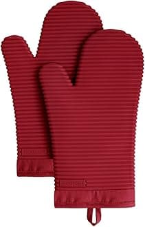KitchenAidRibbed Soft Silicone Oven Mitt Set, Smoked Paprika 2 Count