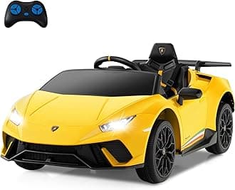 Licensed Lamborghini Huracan Ride on Car by INFANS, 12V Kids Electric Vehicle Battery Powered Toy with Remote Control, LED Lights, Spring Suspension, Bluetooth, MP3, Aged 3-8 Years (Yellow)