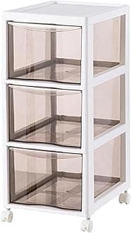 BUYMORE Beautiful Youthful Drawer File Cabinet, Floor Storage Cabinet with Wheels, Drawer Cart Storage Organizer Dustproof Containers Shelf Box for Home Office School (3 plies)