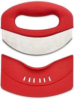 HIC Kitchen Soft-Grip Rocking Salad Herb Chopper, Stainless Steel Blade with Safety Blade Cover