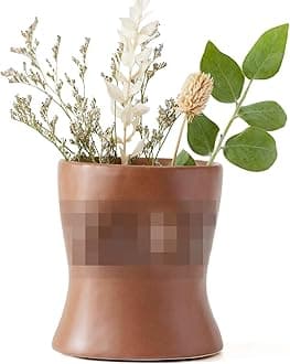BASE ROOTS Home Decor Plant Pot, Aesthetic Room Decor Flower Vase, Boho Planter for Indoor Plants, Clean Girl Aesthetic Flower Pot for Living Room & Bedroom Decor, Ceramic Vase for Apartment Décor