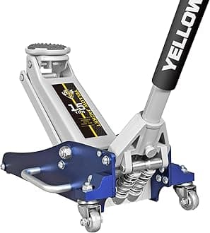 Yellow Jacket 1.5 Ton Floor Jack Hydraulic Low Profile Aluminum and Steel Car Jack, Lightweight Service Jack with Quick Lift Dual Pump, 3,000 lb Capacity