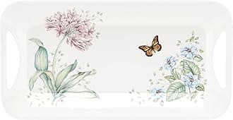 855591 Butterfly Meadow Melamine Hors Doeuvres Tray, Lightweight Melamine Material