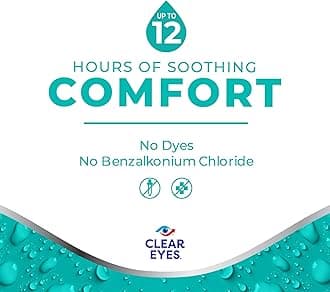 Clear Eyes Sensitive Eyes Eye Drops – Gentle Relief for Red, Itchy, Dry Eyes, 12 Hours of Soothing Comfort, 0.5 Fl Oz