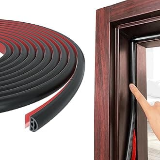 Esufeir 6M Black D-Shape Rubber Door Seal Upvc Window Weather Stripping Replacement for 2.5-6mm Gap,Self Adhesive PVC Sound Proofing Door Frame Strip Draft Excluder,Insulation Tape Noise Wind Blocker