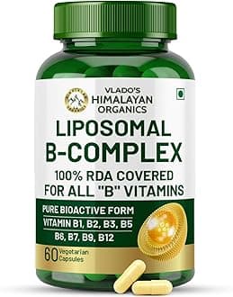 Plant Based Vitamin B Complex with 100% RDA B1, B2, B3, B5, B6, B9 & B12 | Hair Growth, Boost Energy And Immunity (60 Capsules)