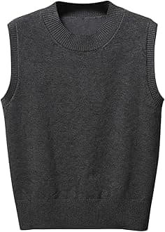 Women's Sweater Vest Classic Crewneck Knitted Pullover School Uniform Knitwear Tops Sleeveless Warm Comfy Tank Tops