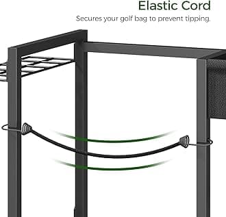 Golf Storage Organizer for Garage, Golf Bag Stand for Single Golf Bag and Equipment Accessories, Freestanding Golf Club Holder for Garage, Shed, Home, Basement