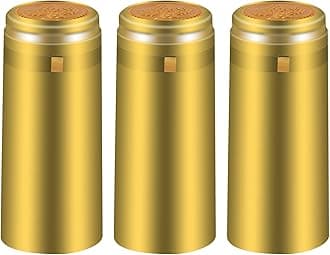 PVC Heat Shrink Capsules - 120 Count Classic Gold Wine Shrink Wrap Sleeves Caps Clear Bottle Corks for Professional, Wine Making Cellars and Home Use