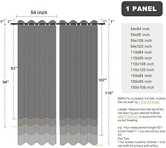 BONZER Outdoor Waterproof Curtains for Patio Privacy Grommet Sunlight Blocking Outside Curtains for Gazebo, Porch, Pergola, Pavilion, 1 Panel, 54W x 108L inch, Cream