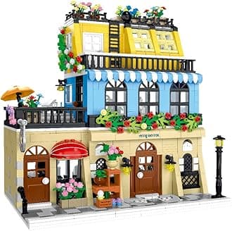 City Hotel Modular House Building Blocks 1464pcs: Garden Hotel MOC Building Set with LED Light, Collectible Display Model Creative Gift for Teens and Adults