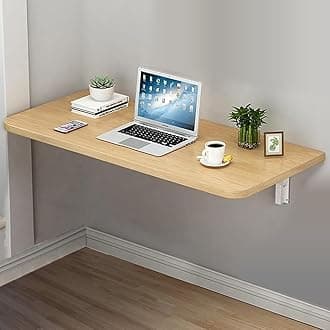 VITION Computer Wall Mount Stand Folding Wall-Mounted Drop-Leaf Table,Metal Folding Shelf Bench Table Bracket (Tan, 40 X 60 cm)