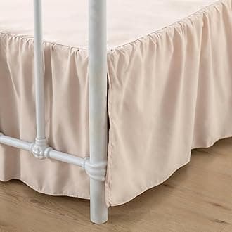 Bed Skirt, Ruffled Bed Skirt with Split Corners, 18 Inch Drop Dust Ruffle Bed Skirts with Platform, Cream, 18'' Twin