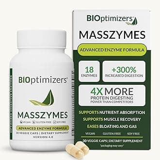 MassZymes - Complete Digestive Enzymes Supplement for Gut Health - Bloating Relief for Men and Women - Lipase Amylase Bromelain Digestive Enzymes (30 Capsules)
