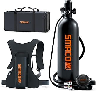 SMACO S700 Plus Mini Scuba Tank 2L Portable Diving Tank Reusable Pony Bottle for Underwater Exploration Lung Air Tank Kit Diving Cylinder for Emergency Rescue Boat Cleaning Backup Air Source