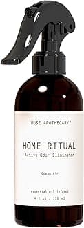 Muse Apothecary Home Ritual Active Odor Eliminator Spray - Odor Eliminator for Home - Furniture Deodorizer Spray & Bathroom Odor Eliminator - Essential Oil Air Freshener - 4oz, Ocean Air