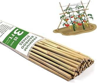 Bamboo Stakes,3FT Natural Bamboo Garden Stakes, 25Pcs Bamboo Plant Stakes,Bamboo Sticks for Tomato,Beans,Vegetable and Climbing Plants