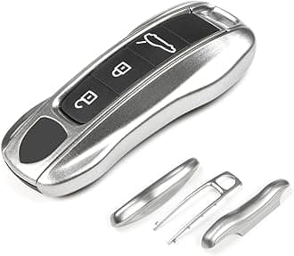 GT Silver Key Fob Cover Compatible with Porsche Cayenne 2018-2025 Panamera 2017-2024 911 2019-2023 Taycan 2019-2024 Compatible with Porsche Key Cover