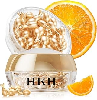 HKH Vitamin C Super Serum for Face - Anti Aging Skincare Vitamin E Facial Serum Capsules with Niacinamide - Vit C Serum Oil for Women - Moisturise & Even Skin Tone - Travel Friendly (38 Capsules)