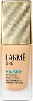 LAKME 9to5 Hya Matte Foundation Warm Creme, 25ml, for Plumper Hydrated Skin, with 5% Hyaluronic Acid Complex & SPF 40, 3x Oil Control, Long-Lasting, for Women
