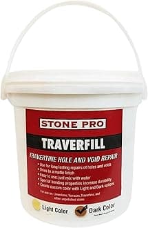 StonePro Traverfill - Travertine Repair - Fills Smalls pits, Holes & voids in Travertine & Limestone (Dark 3 lb)