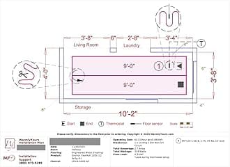 Electric Radiant Floor Heating for Carpet, Laminate and Floating Wood Floors - 27 sq.ft. Cut-and-Turn for Custom Fit – Ultra-Thin Heated Mat - WarmlyYours Environ 1.5 x 18 ft., 120V, 12 Watts/sq.ft.