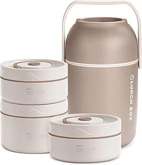 TAPIT Portbale Insulated Lunch Food Container Set, Insulated Bento Box with Thermal Lunch Box Shell, Stainless Steel Stackable Lunch Container for Adult Men Women, Microwavable, 46 Oz/5.75 Cup