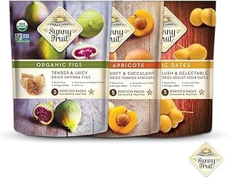 Organic Dried Fruit Assorted Pack Dried Figs, Dried Dates & Dried Apricots 50g Pack of 5 of Each - Healthy Snacks Dried Fruit