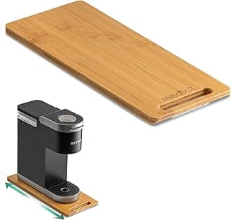 Bamboo Appliance Slider, Sliding Tray for Kitchen Appliances, Countertop Rolling Tray, Coffee Maker Slider Tray with Rubber Wheels, Deep - Small (14"D x 6"W)