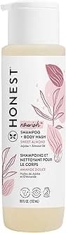 The Honest Company 2-in-1 Cleansing Shampoo Body Wash Gentle for Baby, Naturally Derived Tear-free, Hypoallergenic, Sweet Almond Nourish, 18 fl oz