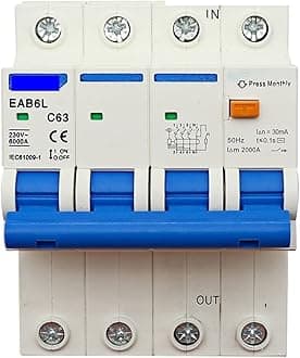 AC230V MCB Leakage Protector RCBO Overload Short Circuit Protection 4P 30mA Residual Current Circuit Breaker Switch RCCB RCD (Size : 4P, Color : 25A)