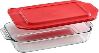 Basics 2-Qt Glass Baking Dish with Lid, Tempered Glass Baking Dish with Large Handles, Non-Toxic, BPA-Free Lid, Dishwashwer, Microwave, Freezer and Pre-Heated Oven Safe