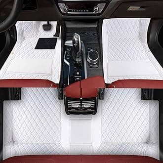 Custom Personalized Floor Mats ，Luxury Full Coverage All Weather Car Floor Mats，Anti-Slip Leather Car Mat Set ，Custom Floor Mat， for 99% of Cars, Trucks & SUV. (White)