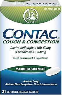 Cough & Congestion Maximum Strength Controls Cough, Thins And Loosens Mucus, Guaifenesin & Dextromethorphan HBr, Extended Release Tablets, 21 Count