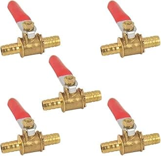 5PCS 1/4 Inch Hose Brass Barb x Barb Mini Ball Valve Shut Off Switch For Garden Water Hose Pipe Fittings