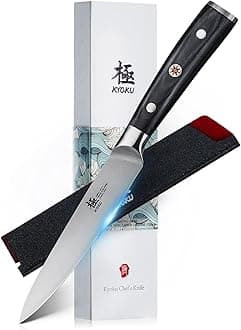 KYOKU 5" Kitchen Utility Knife, Samurai Series Chef Knife with Pakkawood Handle & Mosaic Pin, Japanese Style High Carbon Steel Knife, Full Tang Kitchen Knife for Vegetable Fruit with Sheath and Case