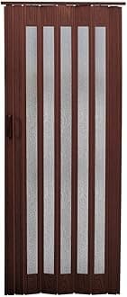 INMOZATA Folding Door PVC Plastic Internal Doors Sliding Concertina Door Panel Divider (Dark Brown, Thickness 6mm)
