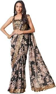 Bollywood Saree Party Wear Pakistani Designer Sari Wedding, Saree for Sanna Stone Work Saree Sari