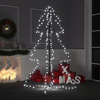 LED Christmas Cone Tree Light with 200 Cold White LEDs Indoor and Outdoor, Outdoor Christmas Decoration for Porch, Yard, Garden, Patio, Backyard, Holiday Seasonal Decoration 38.6"x59.1"